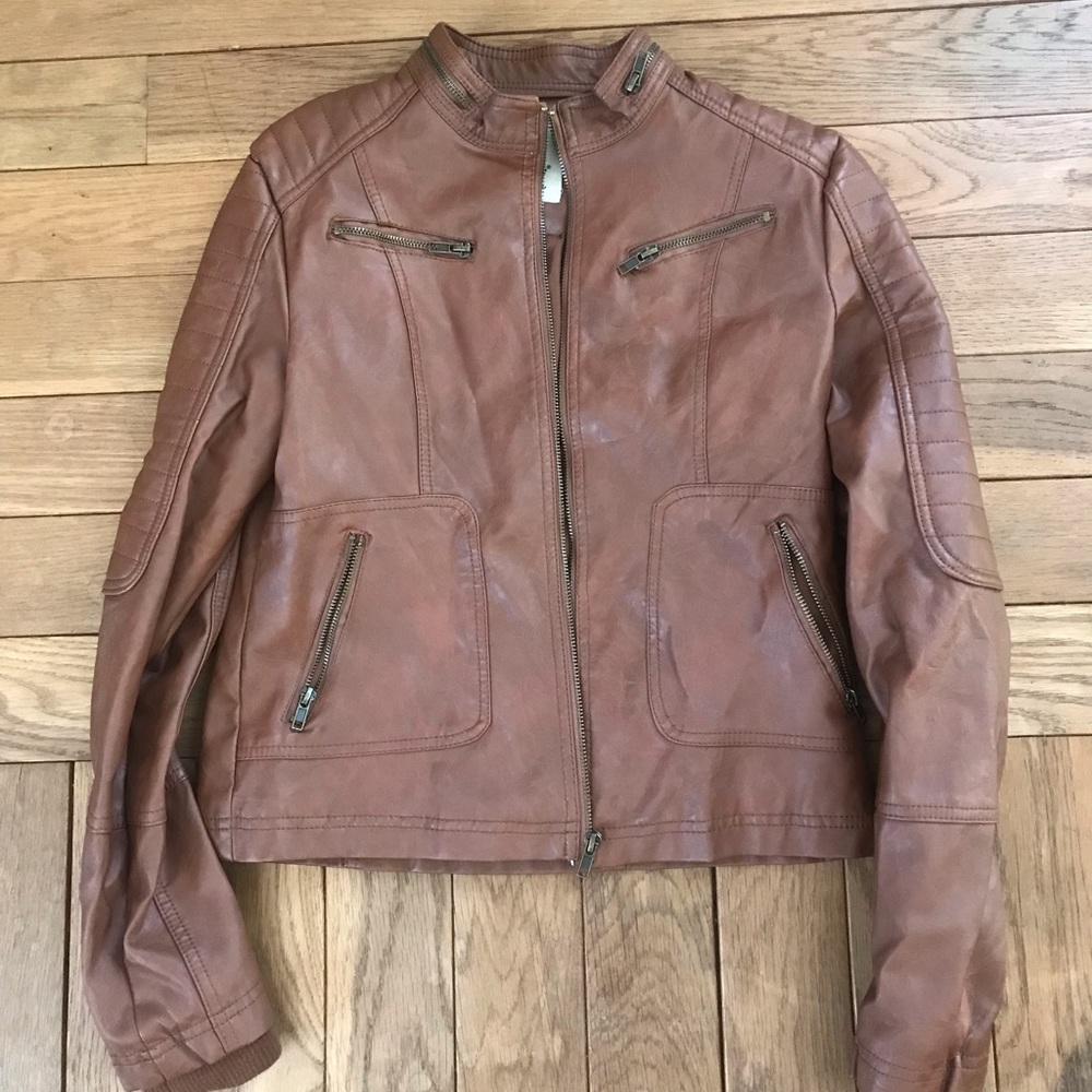 -Maralyn & Me brown faux leather jacket